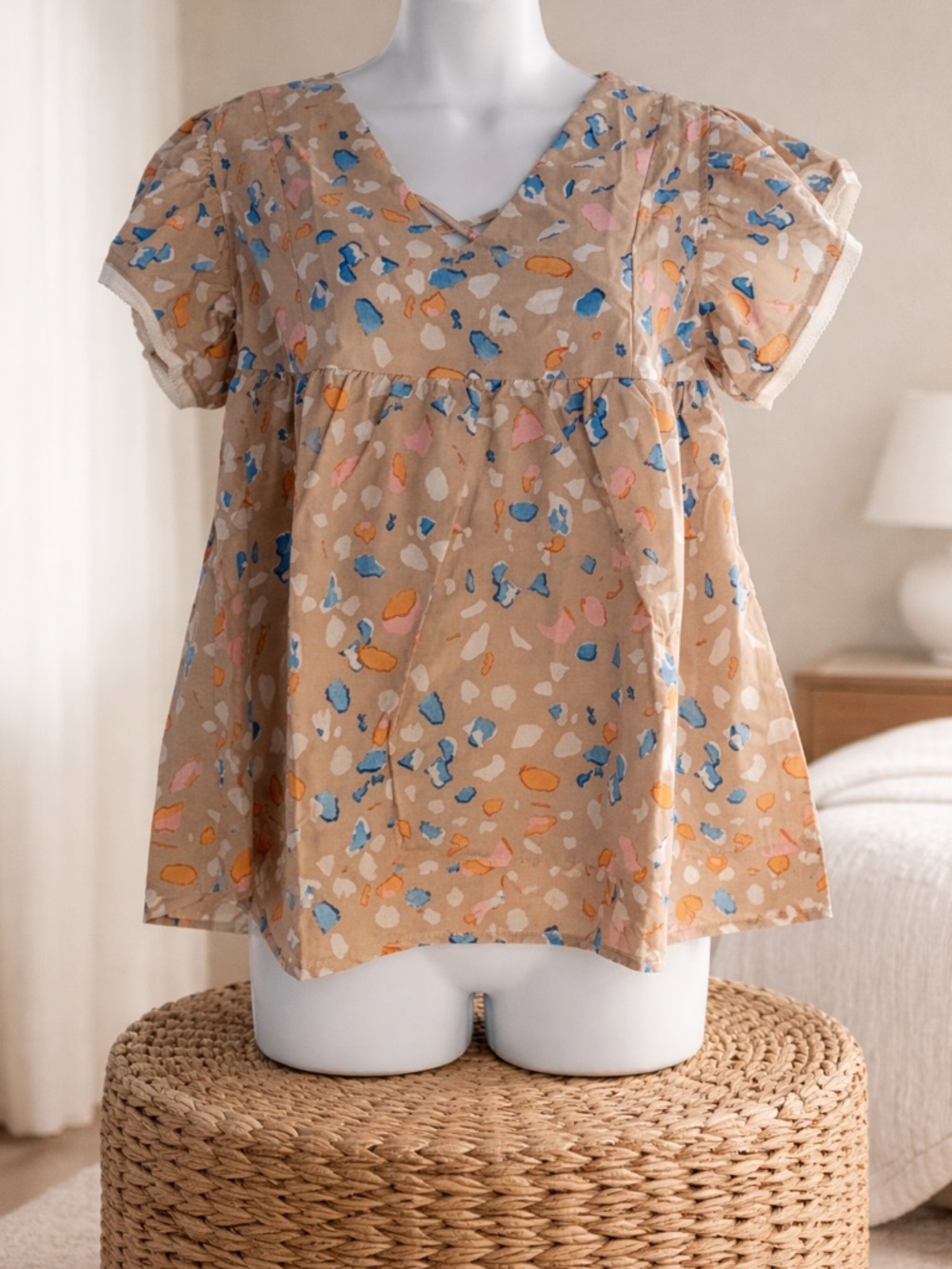 Women’s Terazzo Print babydoll top